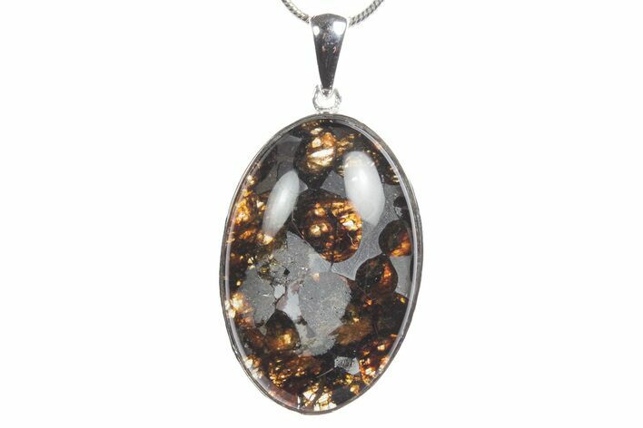 Sericho Pallasite Oval Meteorite Pendant - Kenya #351406